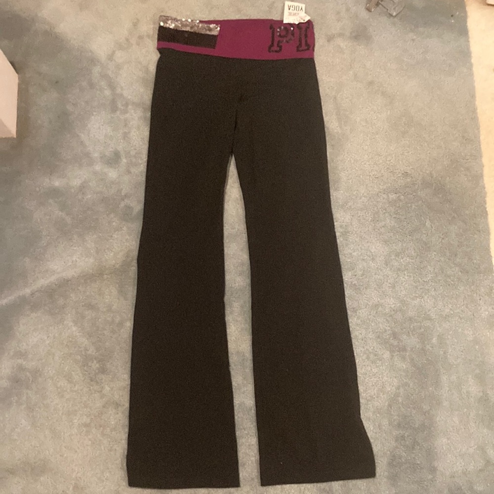 NWT PINK yoga pants sparkle waistband